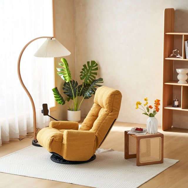 Adjustable Yellow Soft Plush Swivel Lounge Chair - Omega Lifestyles