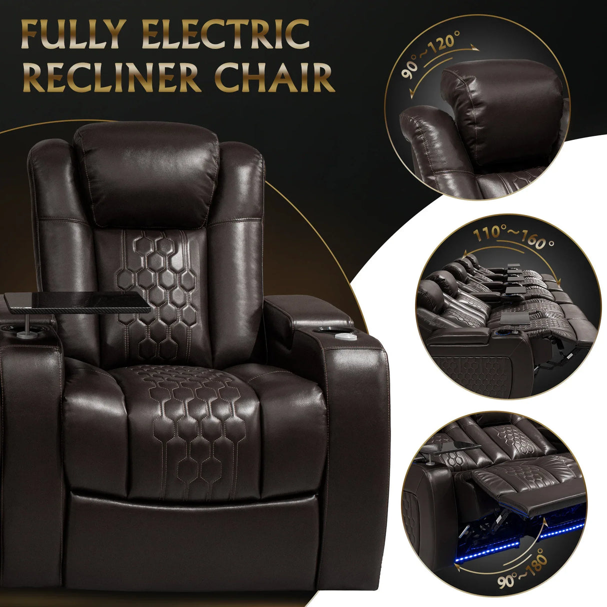 Ultra-Plush Genuine Leather Power Recliner With RGB Lighting - Omega Lifestyles