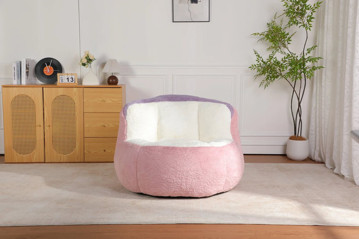 Multicolor Faux Fur Oversized Foam-Filled Bean Bag Chair - Omega Lifestyles