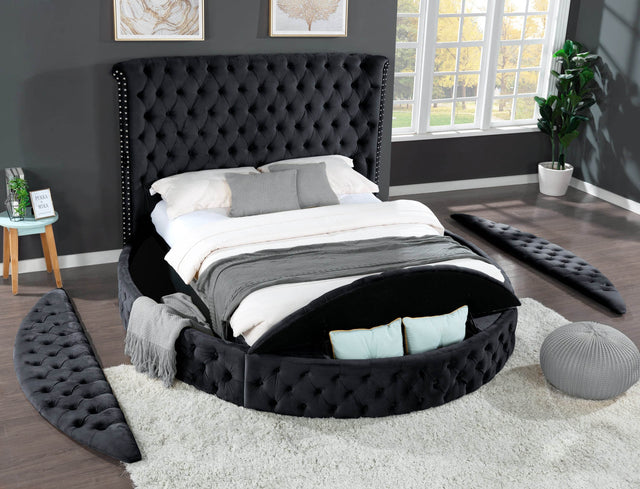Hazel Queen Velvet Upholstered Wood Storage Bed - Omega Lifestyles