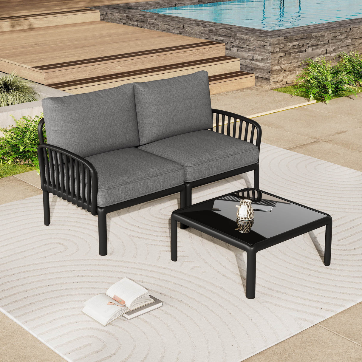 3-Piece Modern Outdoor Patio Conversation Set