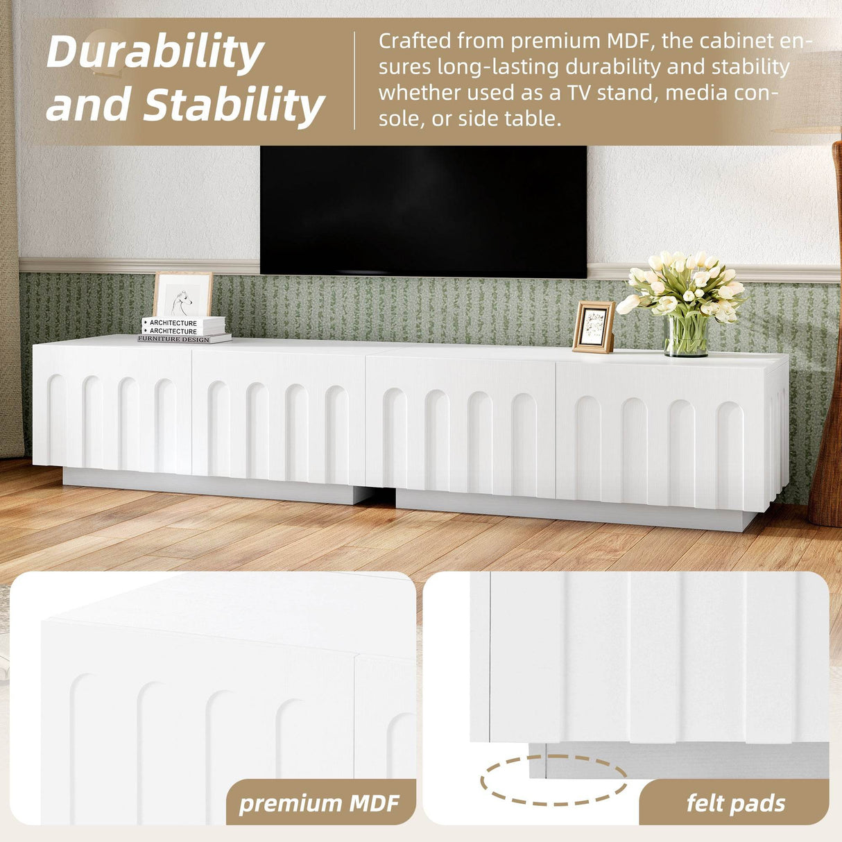 Elegant White MDF TV Stand And Coffee Table Set - Sleep Galleria