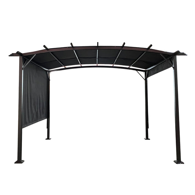 Outdoor Pergola Gazebo Steel Frame Retractable Canopy 12x9 Ft