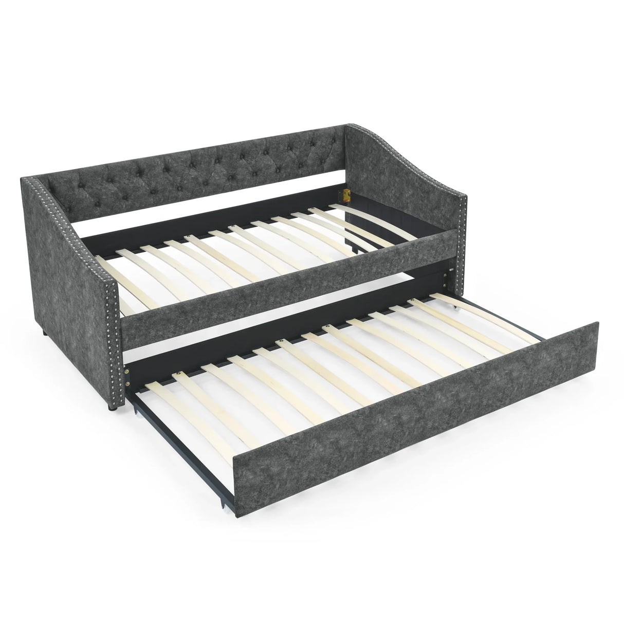 Twin Upholstered Tufted Daybed With Trundle Frame - Omega Lifestyles