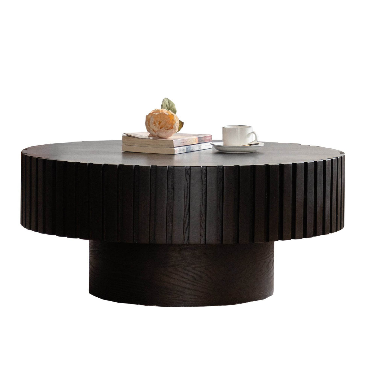 Modern Handcrafted Round Pedestal Walnut Coffee Table - Sleep Galleria