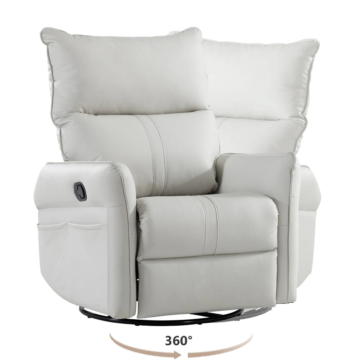 PU Reclining Rocking Chair With 360° Swivel And Footrest - Omega Lifestyles