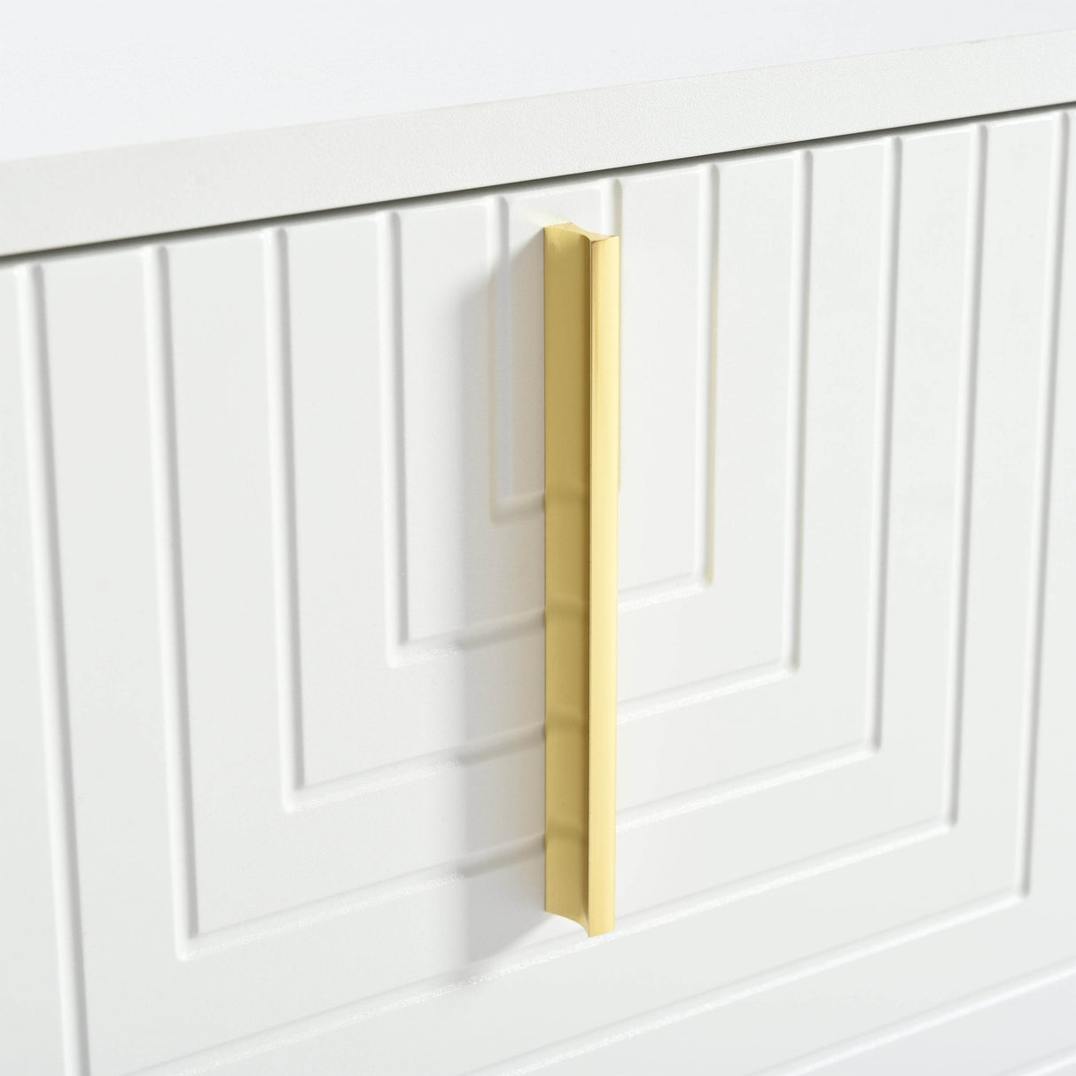 Modern White Gold Metal Legs TV Stand With Cabinets - Sleep Galleria