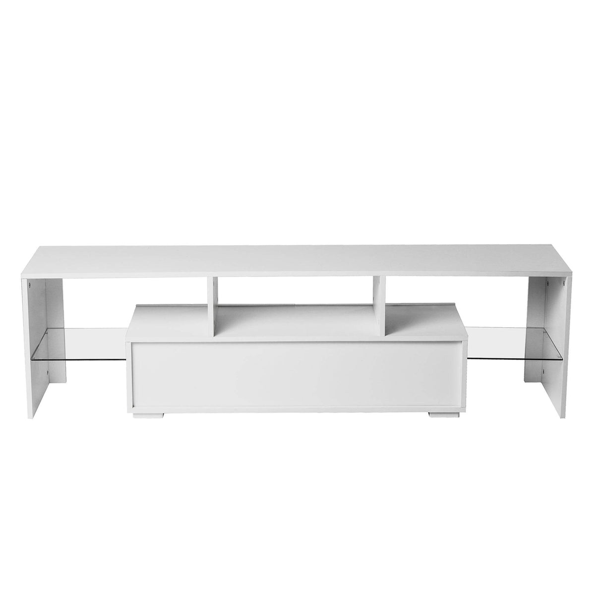 White Particle Board TV Stand With LED Lighting - Sleep Galleria
