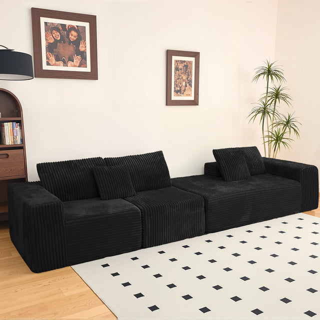 Modular Plush Corduroy Sectional Sofa With Chaise - Omega Lifestyles