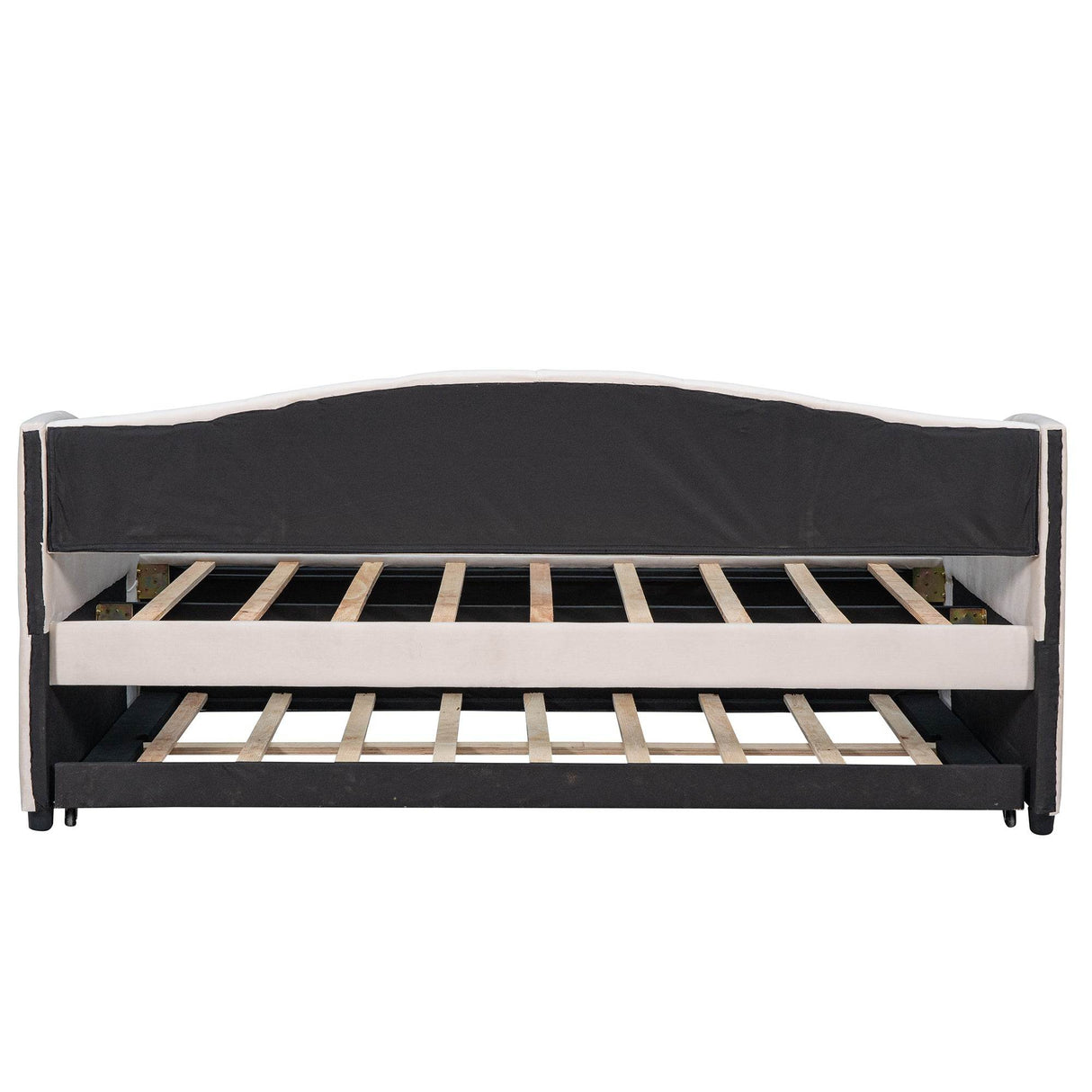 Upholstered Twin Daybed With Trundle And Wood Slats - Omega Lifestyles
