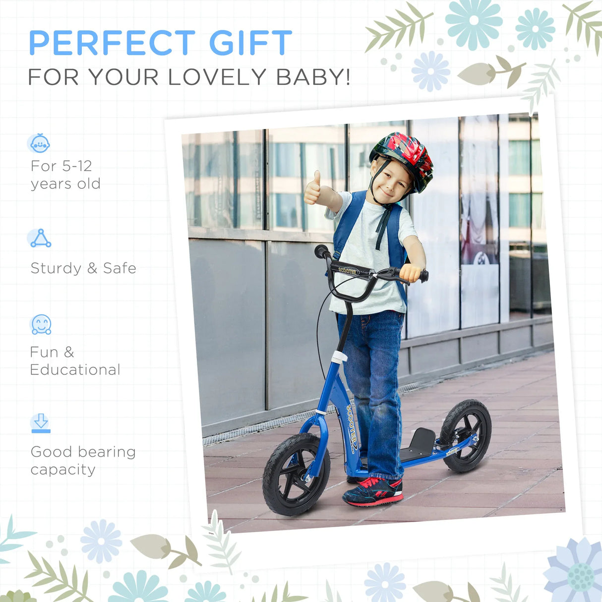 Kids Adjustable Height Big Wheel Steel Kick Scooter - Omega Lifestyles
