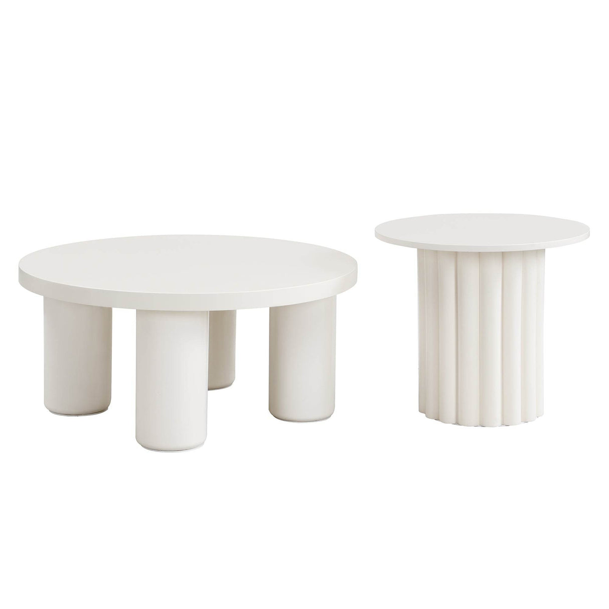 Set Of 2 Modern Roman Column MDF Coffee Tables - Sleep Galleria