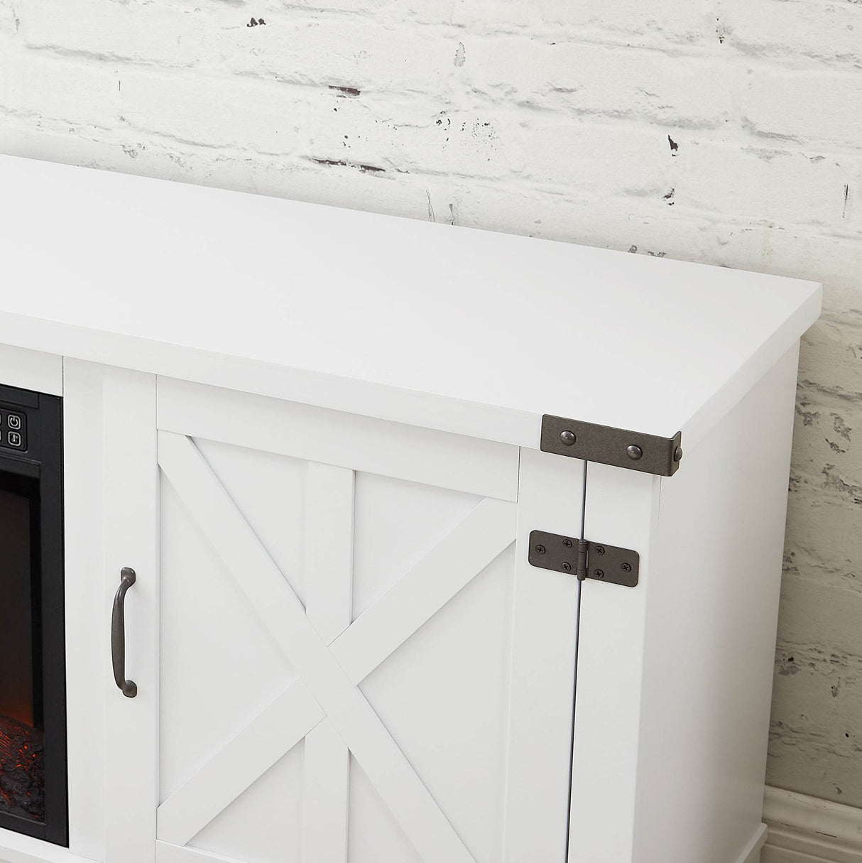 Modern Farmhouse White Fireplace TV Stand Console - Sleep Galleria