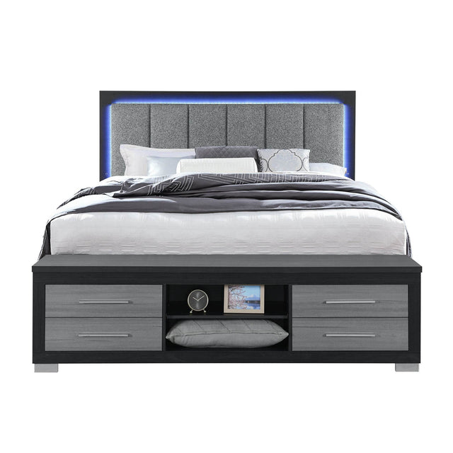 Modern King Storage Bed Frame With Bookcase Headboard - Omega Lifestyles