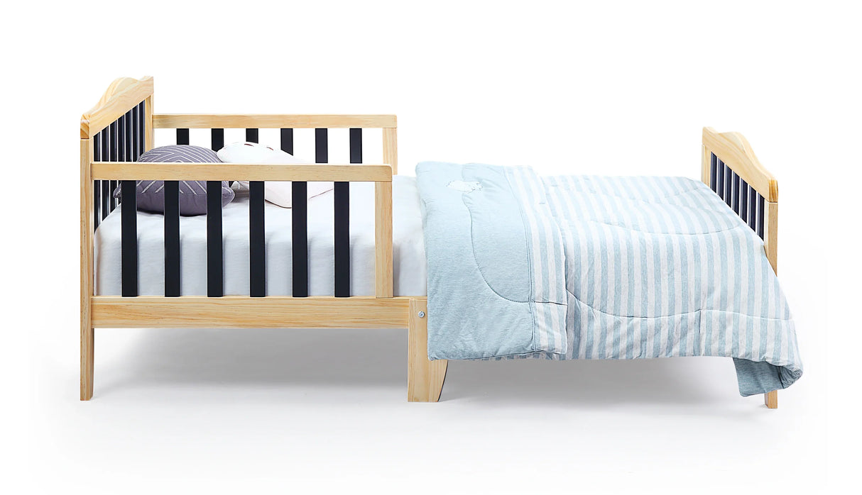 Solid Wood Two-Tone Twain Toddler Bed With Safety Rails - Omega Lifestyles