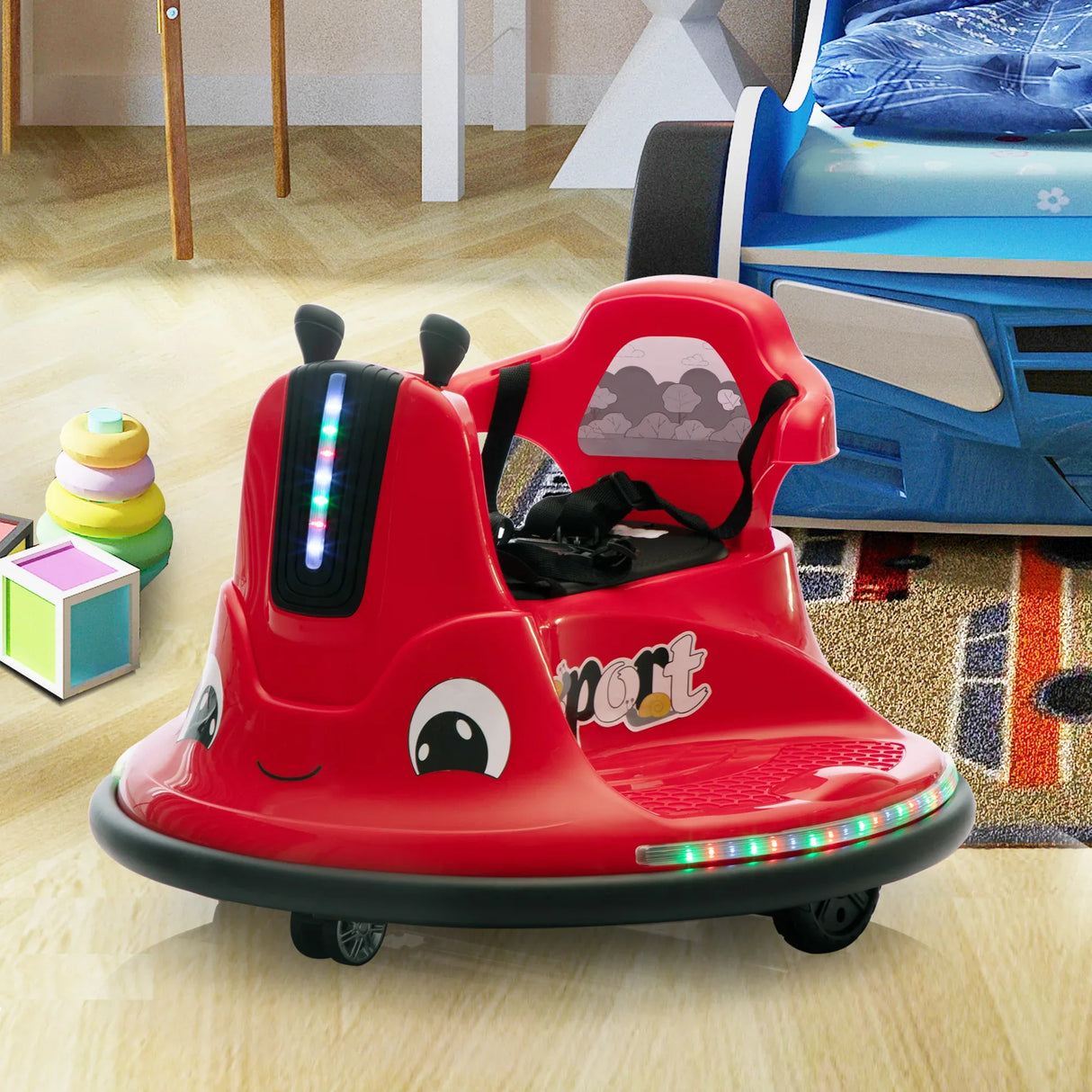 Kids 12V Snail-Shaped Electric Bumper Car With Remote - Omega Lifestyles