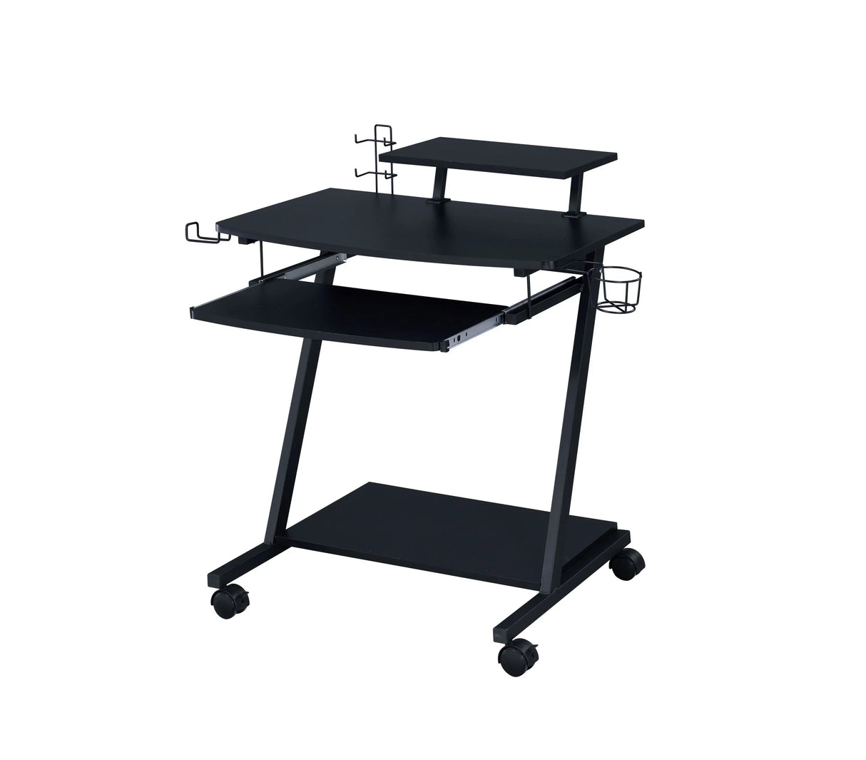 Black Metal Synthetic Wood Rectangular Gaming Desk - Omega Lifestyles