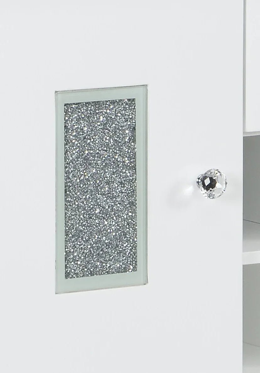 Contemporary White High Gloss Synthetic Wood Server Cabinet - Omega Lifestyles