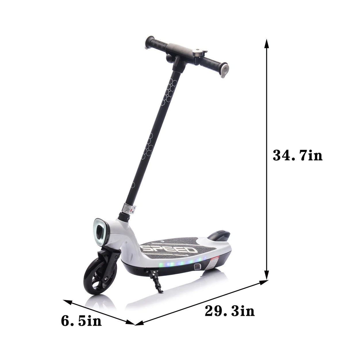 Kids Electric Scooter With Kickstand Bell Rear Brake And LED Lights - Omega Lifestyles