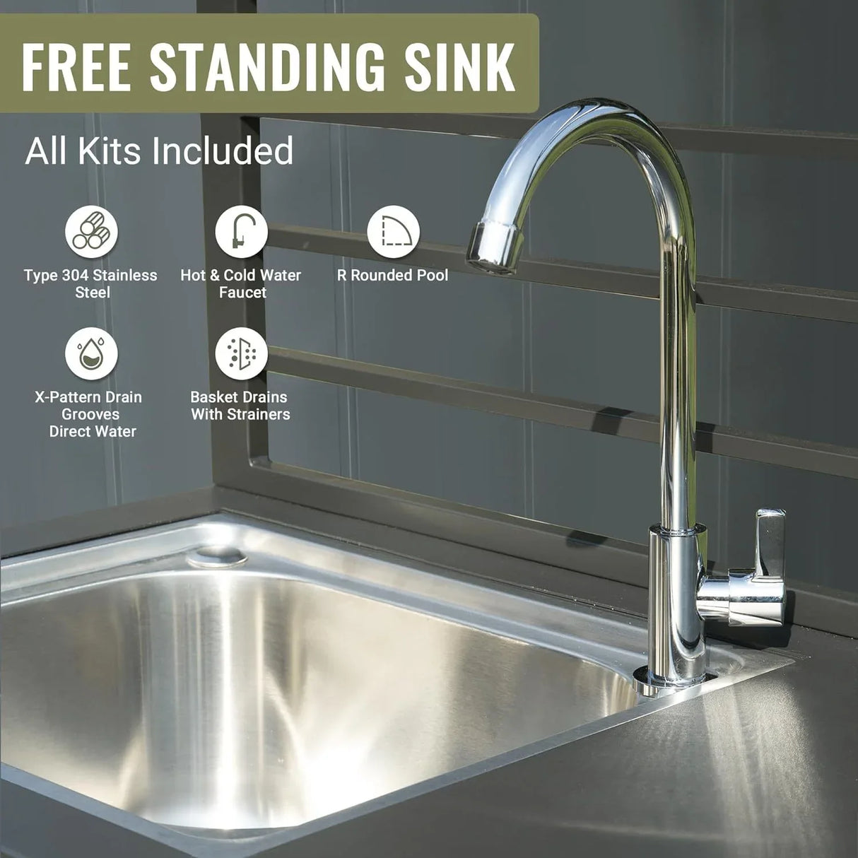 Aluminum Outdoor Kitchen Island With Stainless Steel Sink - Omega Lifestyles