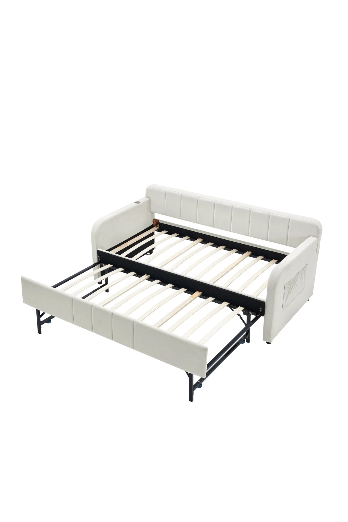 Twin Upholstered Velvet Daybed Frame With Trundle - Omega Lifestyles
