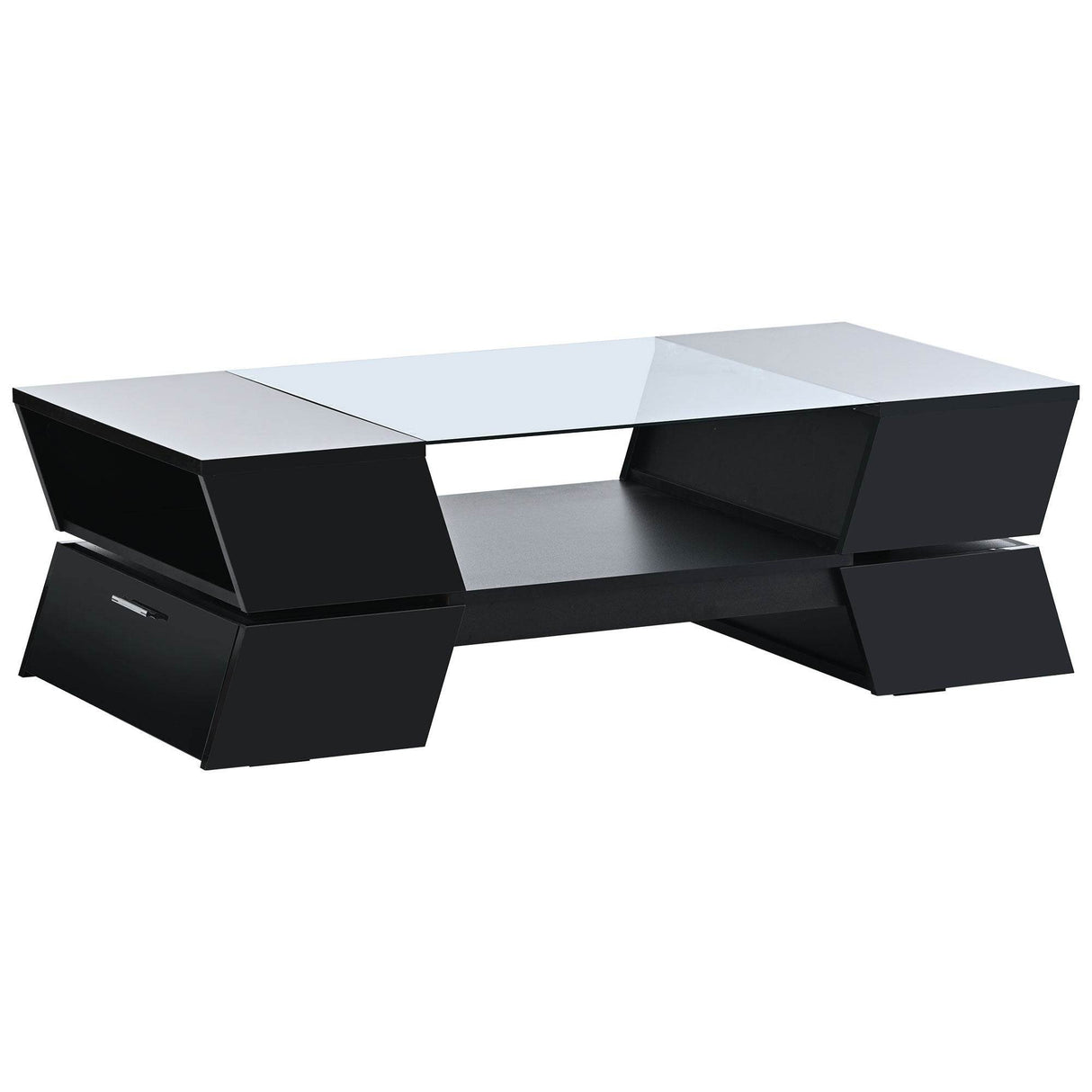 Modernist 2-Tier Black Tempered Glass Coffee Table - Sleep Galleria