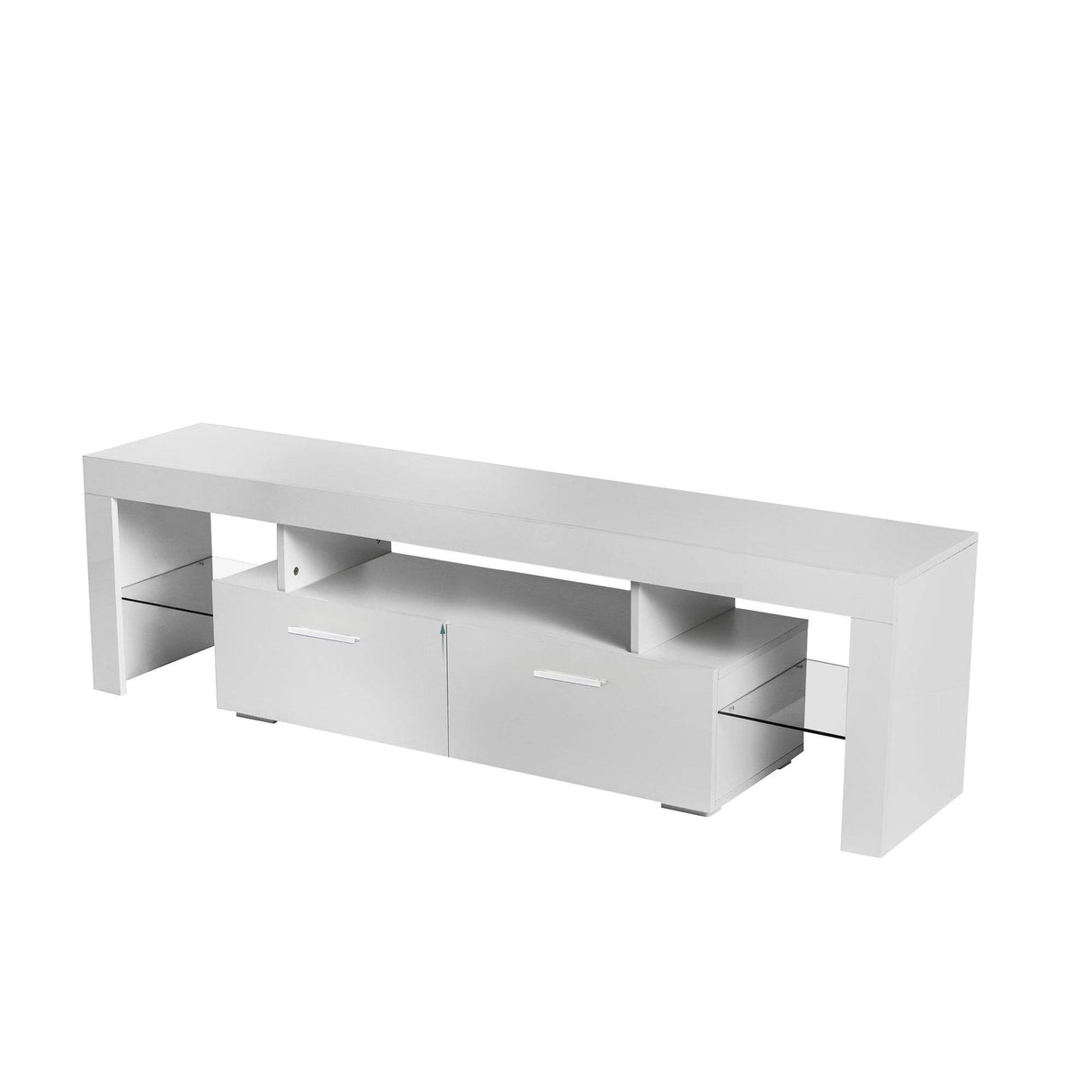White Particle Board TV Stand With LED Lighting - Sleep Galleria