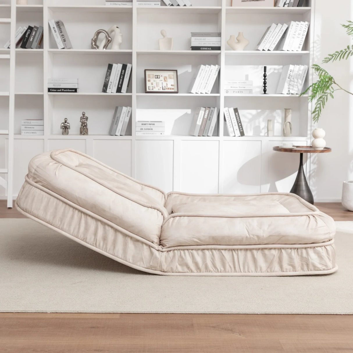 Adjustable Velvet Upholstered Massage Floor Sofa With Pillow - Omega Lifestyles