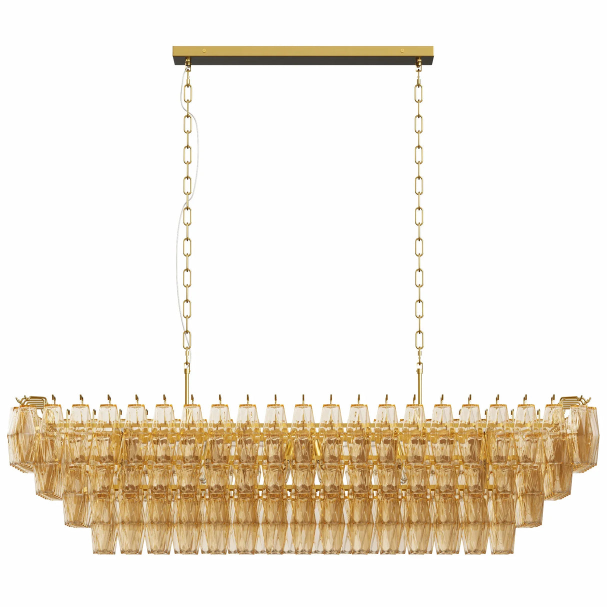 54-Inch Gold Smoke Glass 12-Light Modern Chandelier - Omega Lifestyles