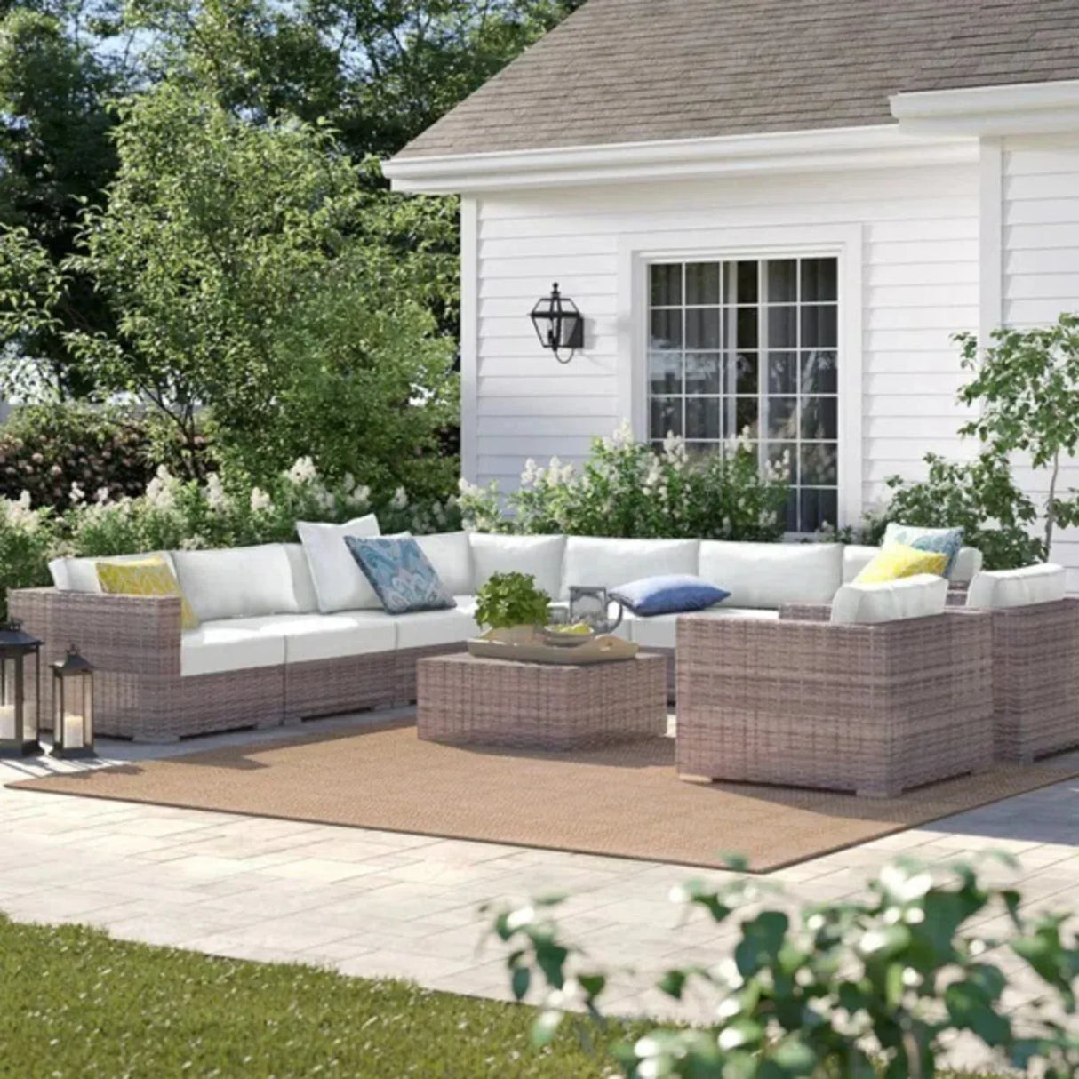 Luxury 10-Piece Weather Resistant Wicker Outdoor Seating Set - Omega Lifestyles