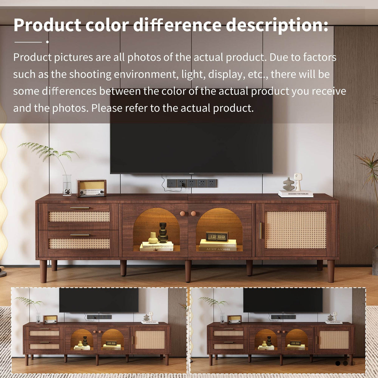 Rattan-Inspired Media Console TV Stand With Storage - Sleep Galleria