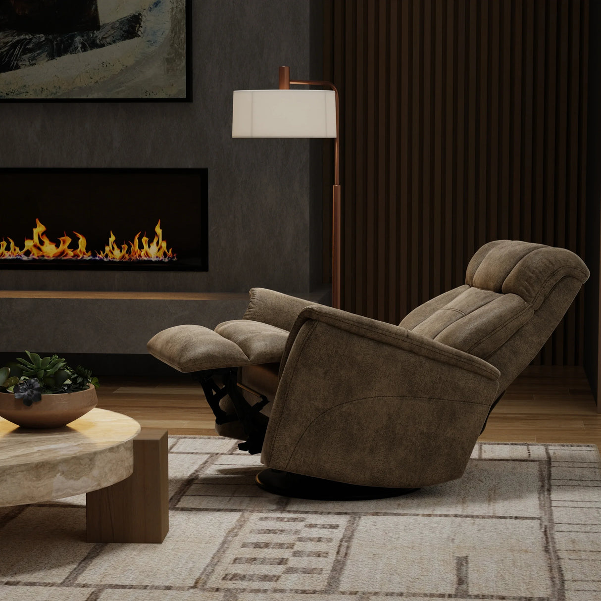 Swivel Glider Recliner With Manual Adjustable Headrest Footrest - Omega Lifestyles