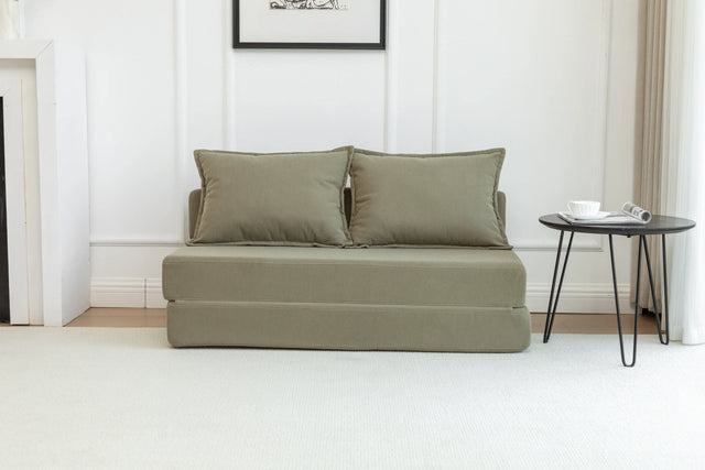 Foldable Corduroy 2-Seat Sofa Bed With Mattress - Omega Lifestyles