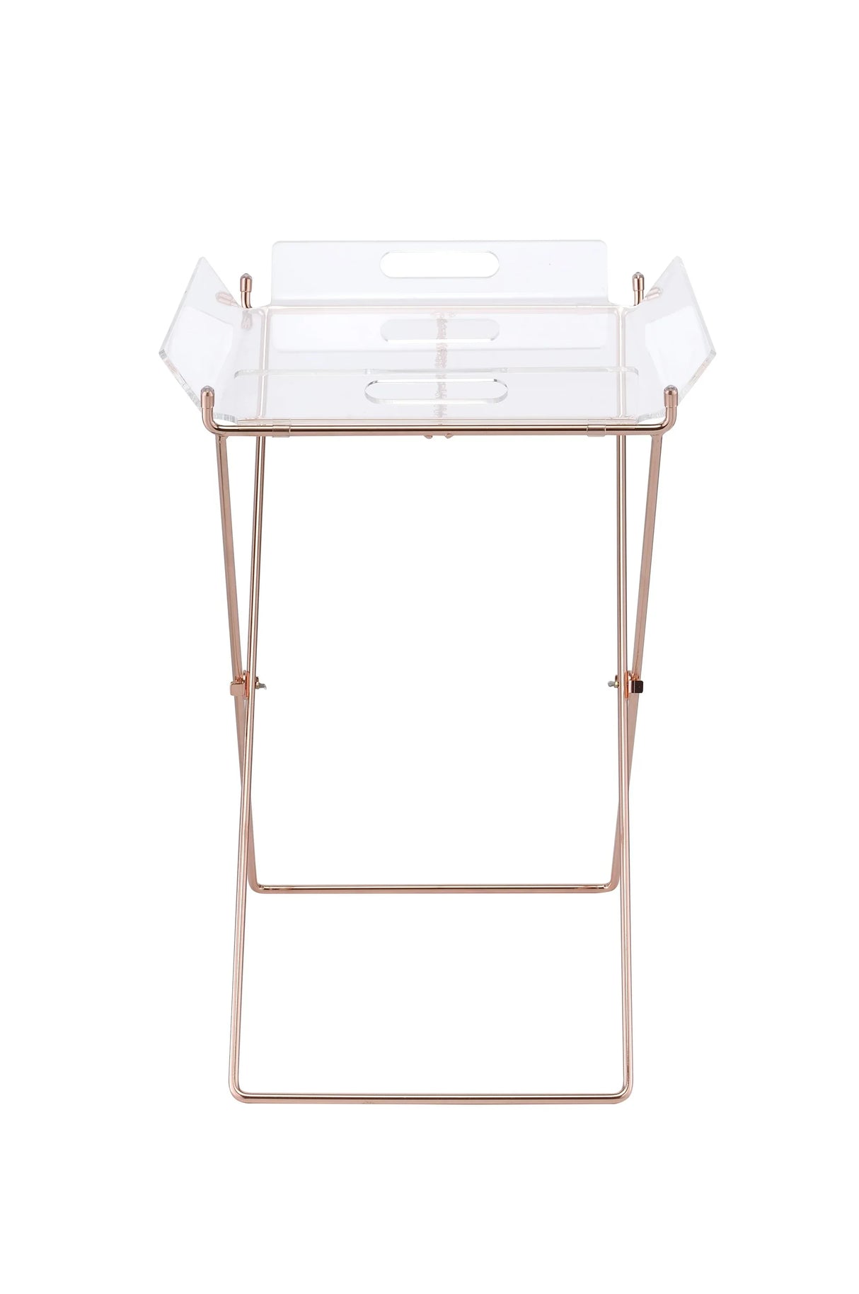 Clear Acrylic Metal Base Rectangular Tray Table - Omega Lifestyles