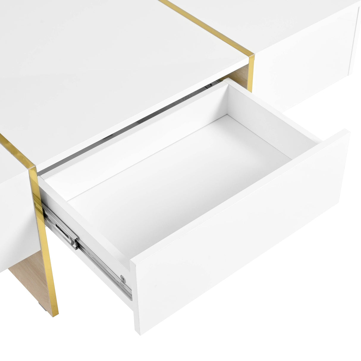 Minimalist White High Gloss Coffee Table With Drawers - Sleep Galleria
