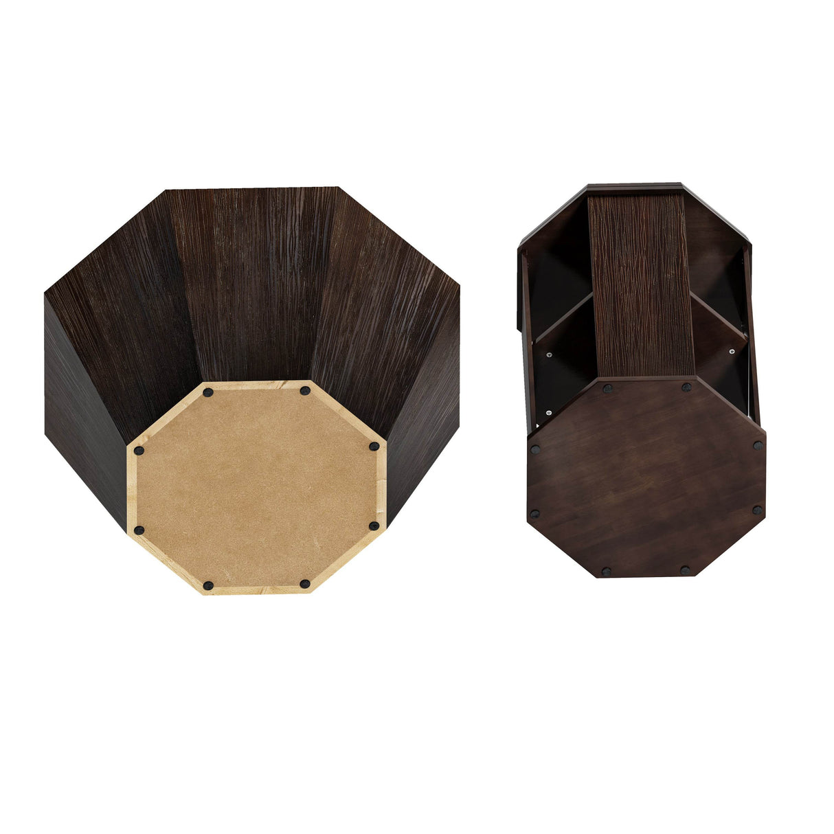 2-Piece Octagonal Black Walnut Rubber Wood Coffee Tables - Sleep Galleria
