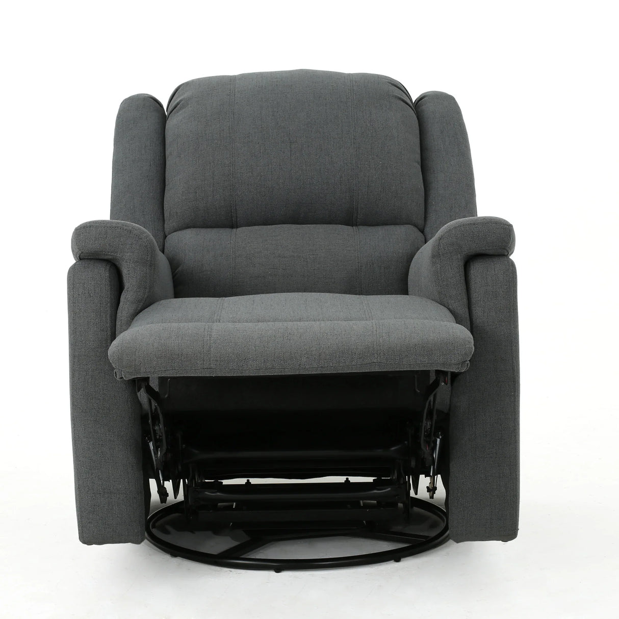 Charcoal Fabric Glider Recliner With Swivel And Manual Recline - Omega Lifestyles