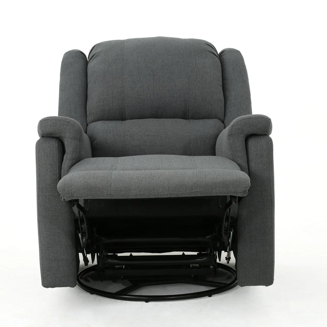 Charcoal Fabric Glider Recliner With Swivel And Manual Recline - Omega Lifestyles