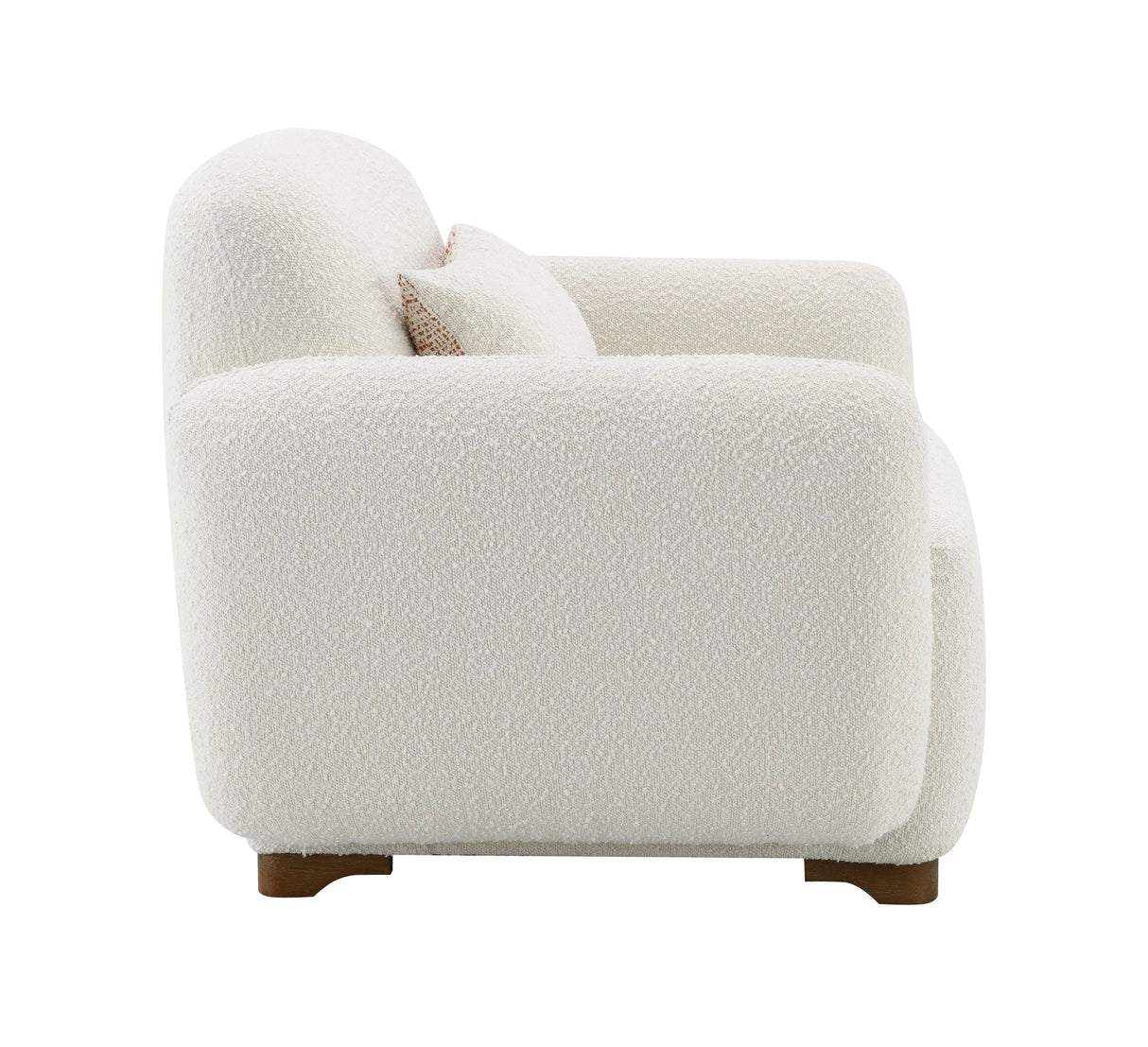Beige Boucle Accent Chair With Toss Pillow - Omega Lifestyles