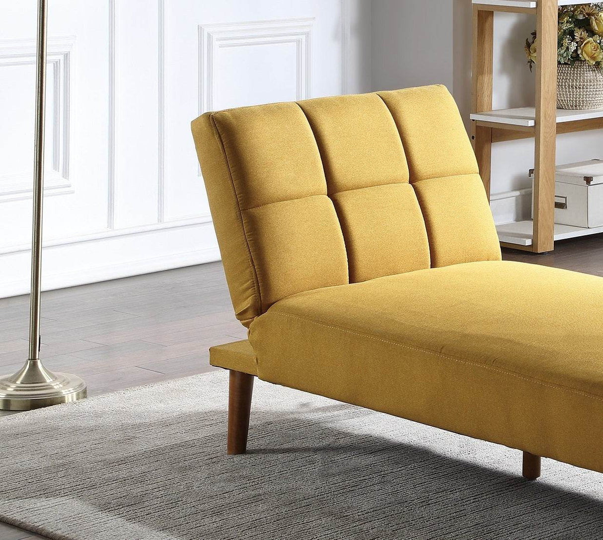 Adjustable Mustard Polyfiber Tufted Chaise Bed - Omega Lifestyles