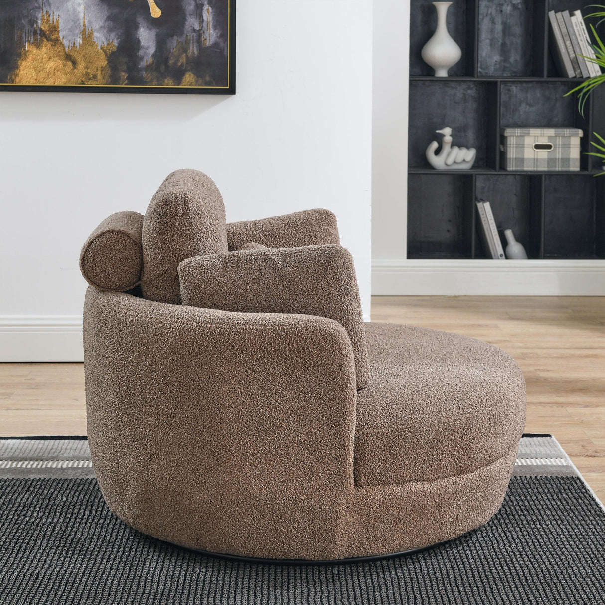 Oversized Modern Swivel Fabric Lounge Chair With Ottoman - Omega Lifestyles