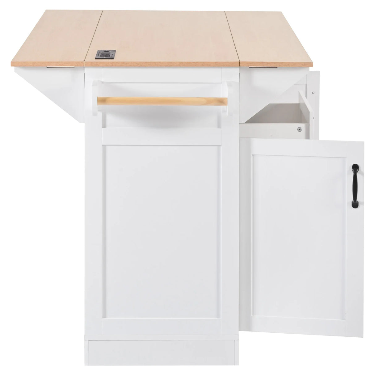 Folding Kitchen Island Cart With Power Outlet and Storage - Omega Lifestyles