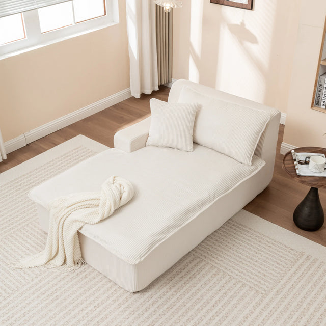 Corduroy Foam Right Armrest Chaise Lounge Chair - Omega Lifestyles