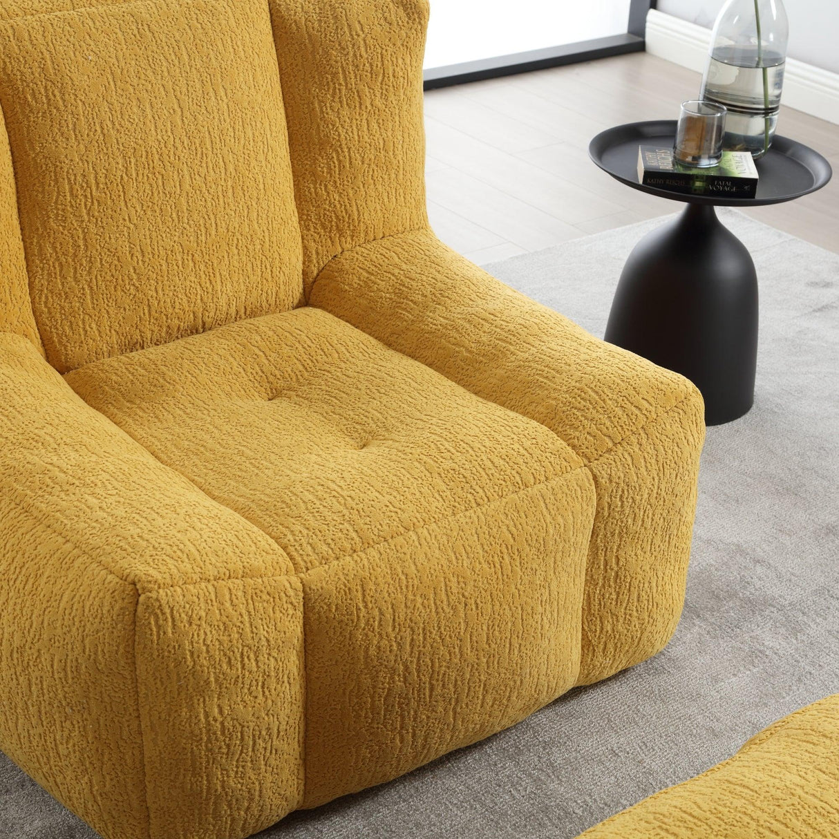 Velvet Memory Foam Bean Bag Chair With Ottoman - Omega Lifestyles