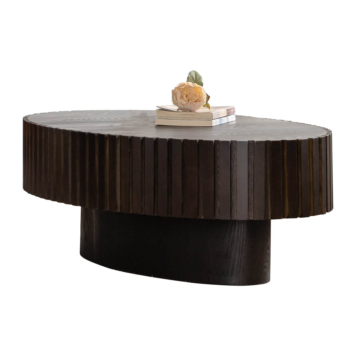 Modern Handcrafted Oval Walnut Pedestal Coffee Table - Sleep Galleria