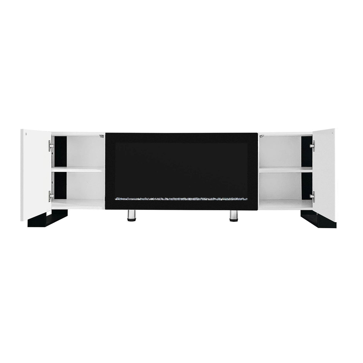 Modern White TV Stand With 34-Inch Electronic Fireplace - Sleep Galleria