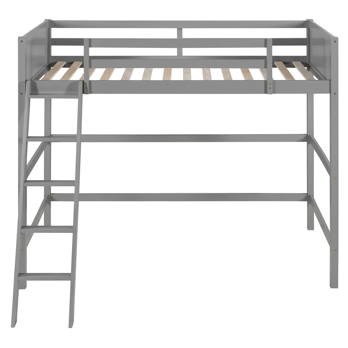 Solid Wood Twin Loft Bed With Ladder Gray - Omega Lifestyles