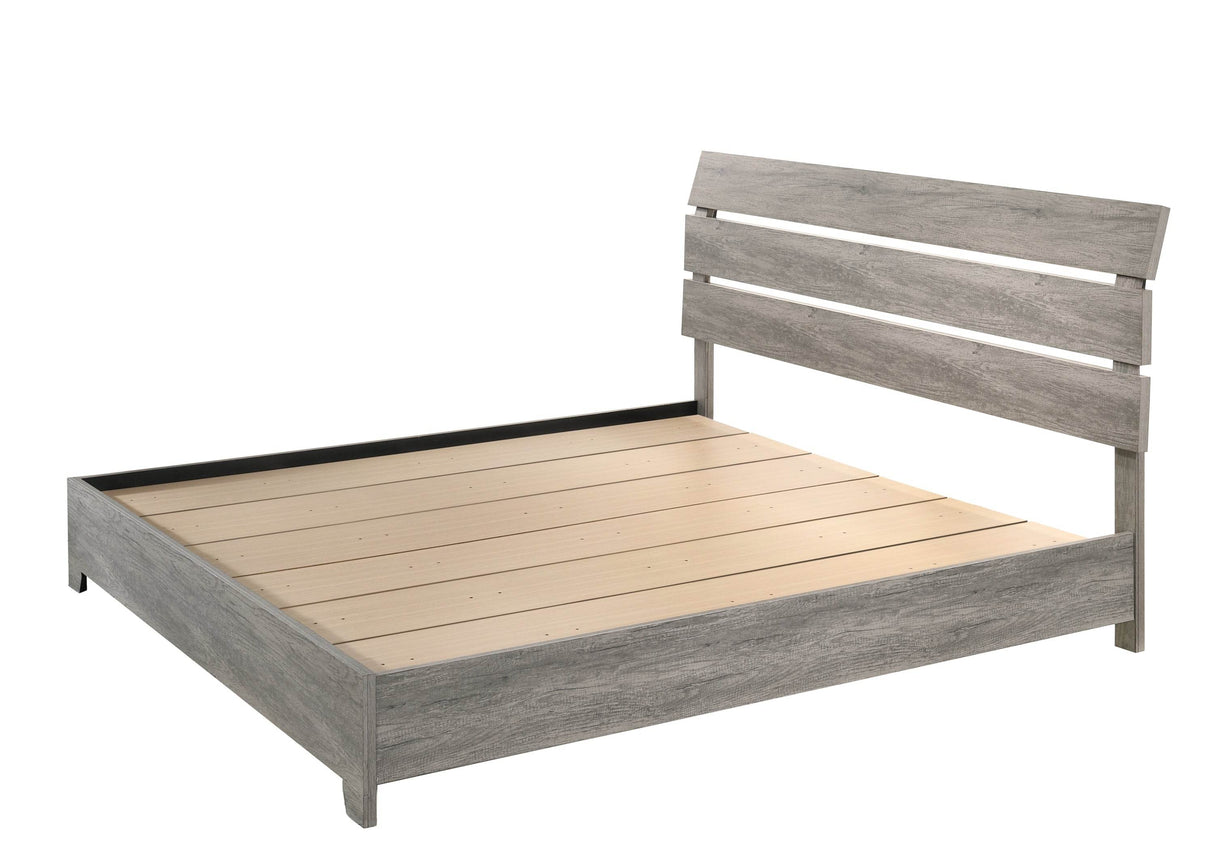Contemporary Rustic Gray Wood King Platform Bed Frame - Omega Lifestyles