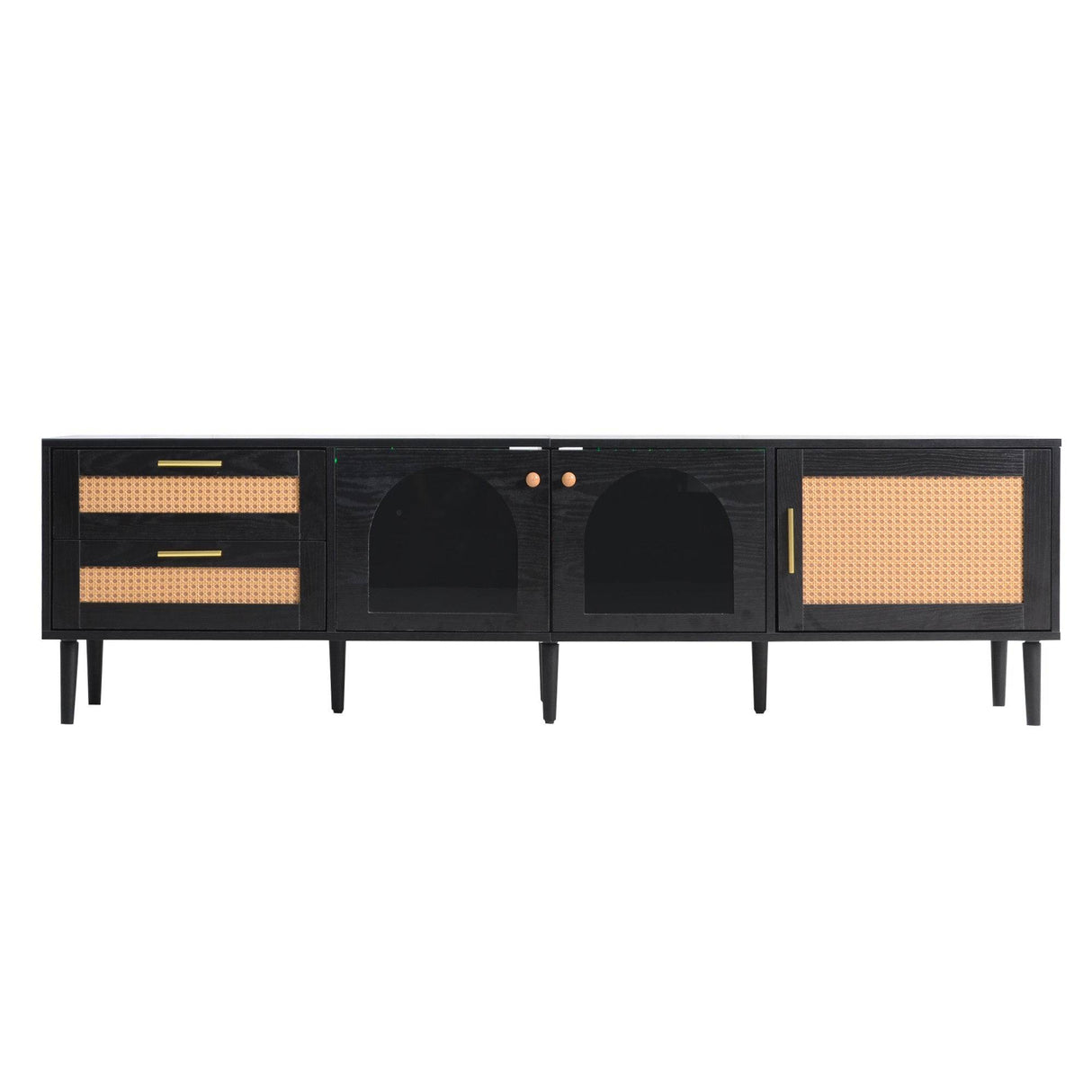 Modern Rattan-Inspired TV Stand With Storage Cabinets - Sleep Galleria
