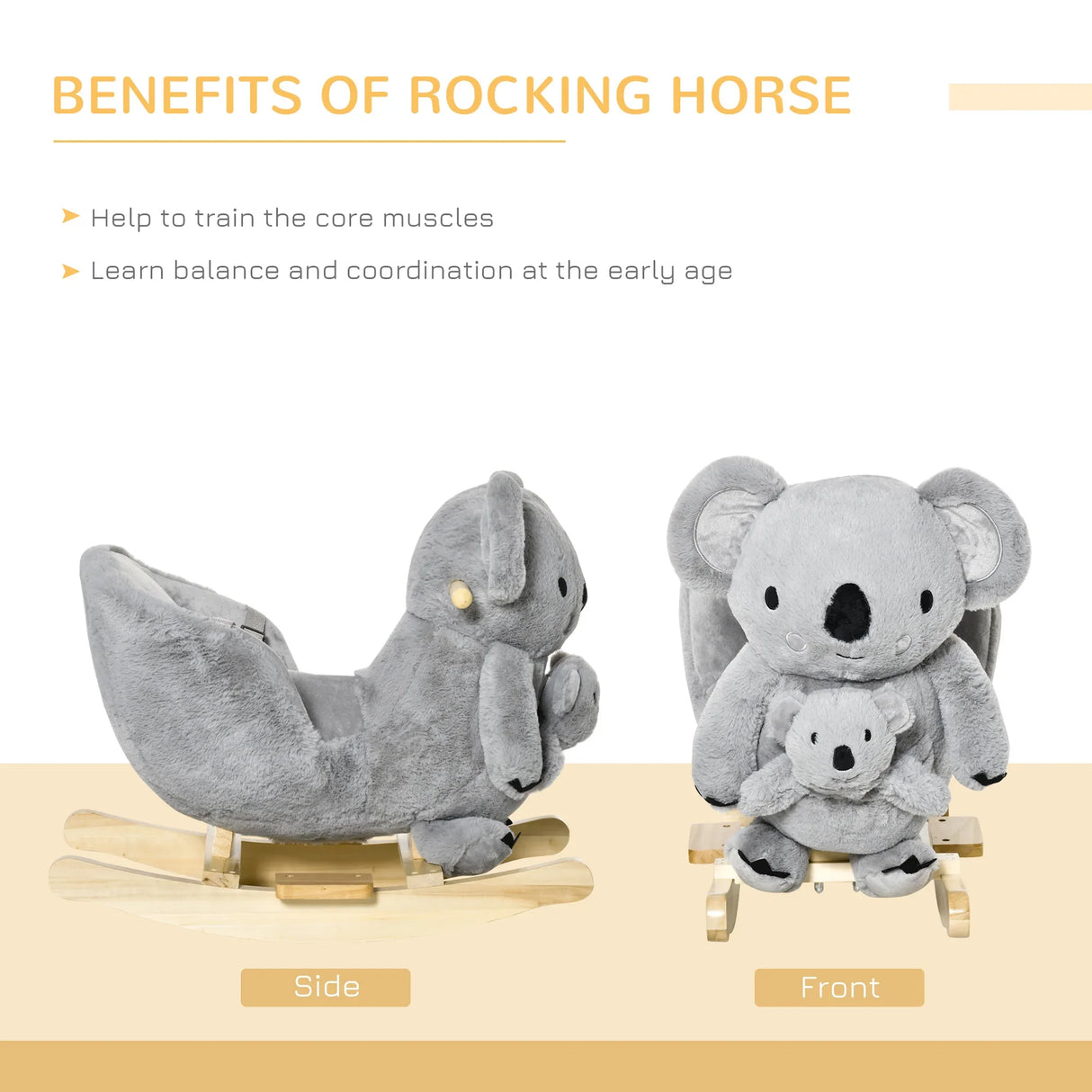 Kids Koala Ride-On Rocking Horse With Realistic Sounds - Omega Lifestyles